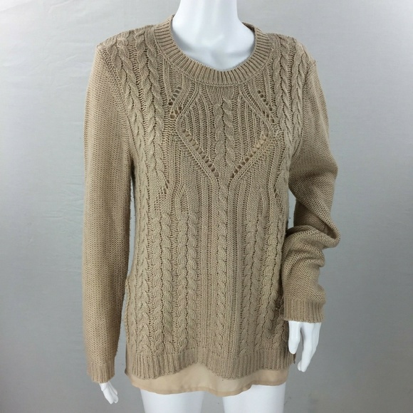 Taylor & Sage Sweaters - Taylor & sage sheer bottom cable knit sweater M